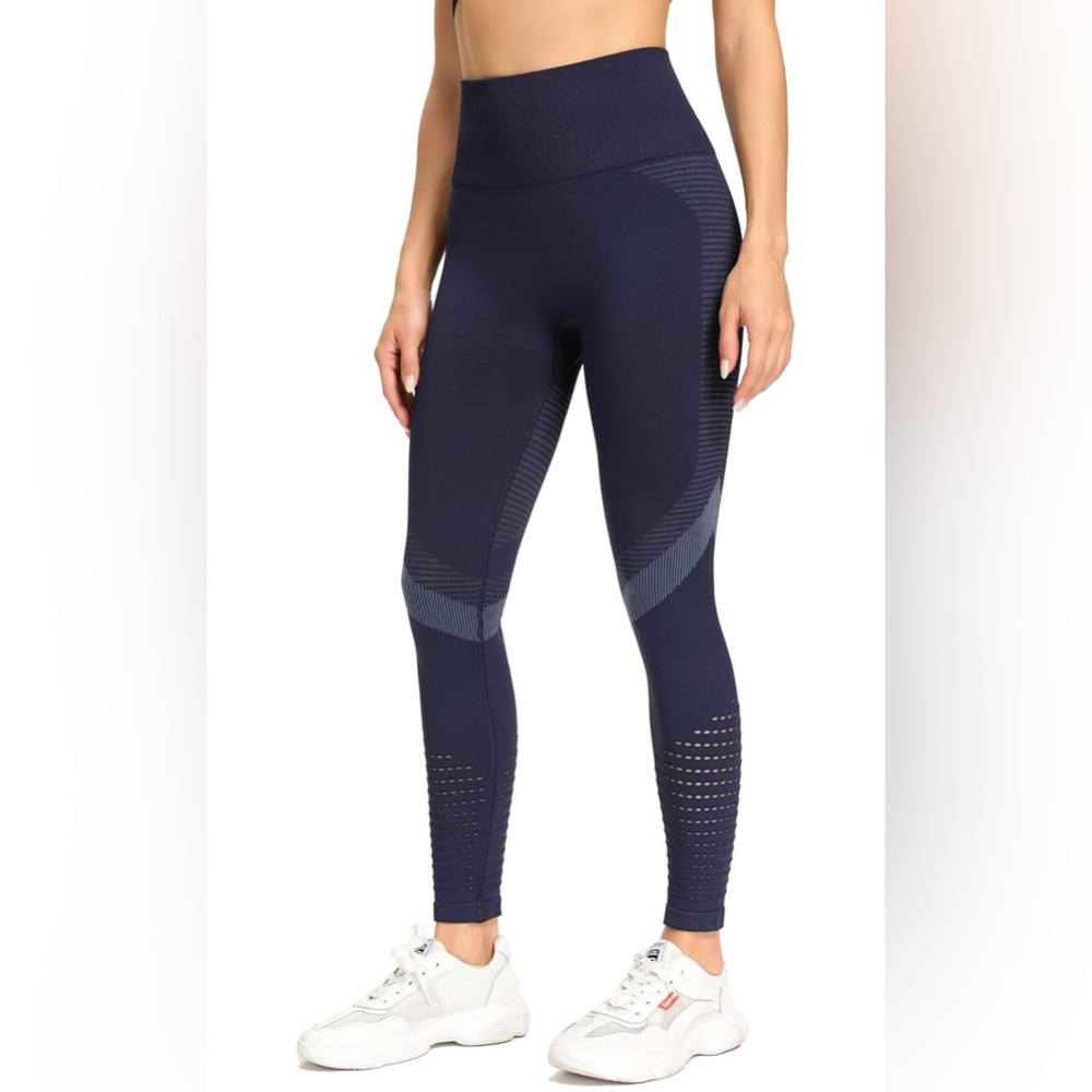 High-waisted, Tummy Control Navy Leggings for Strength, Yoga, Barre & Running